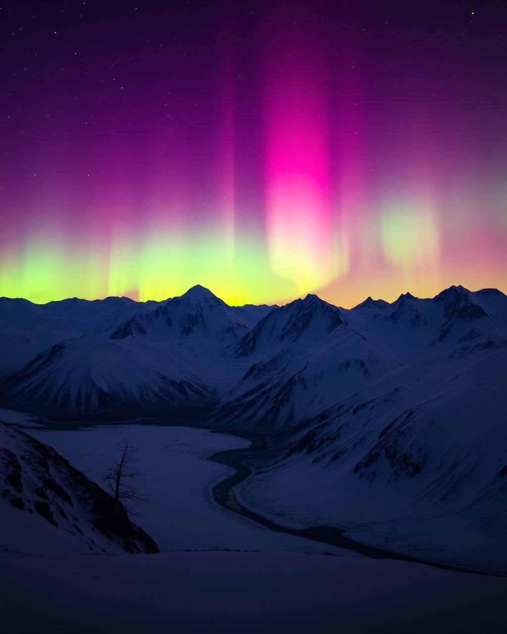 Aurora boreale sui paesaggi dell'Islanda